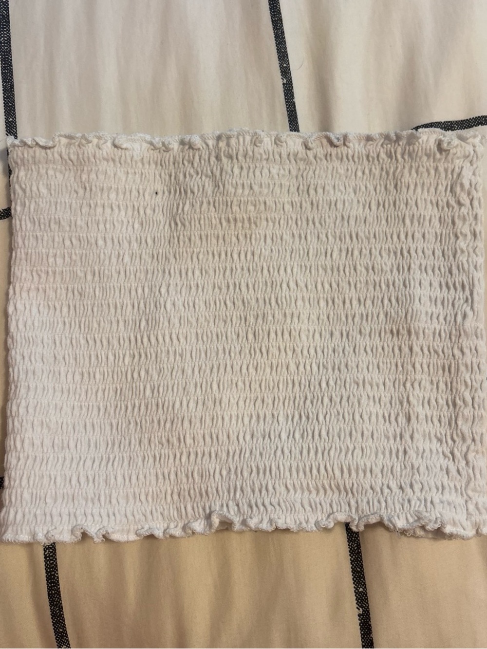 Hollister Cream Smocked Curtain Panel - Textured Window Accent